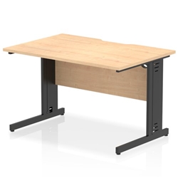 Impulse 1200 x 800mm Scalloped Edge Straight Office Desk Maple Top Black Cable Managed Leg