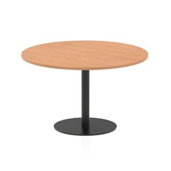 Italia 1200mm Poseur Round Table Oak Top 720mm High Black Leg