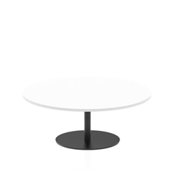 Italia 1200mm Round Coffee Table White Top 475mm High Black Leg