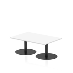 Italia 1200 x 800mm Rectangular Coffee Table White Top 475mm High Black Leg