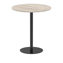 Italia 1000mm Poseur Round Table Grey Oak Top 1145mm High Black Leg