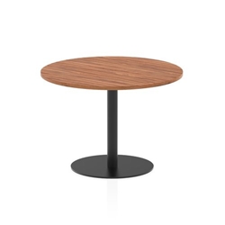 Italia 1000mm Poseur Round Table Walnut Top 720mm High Black Leg