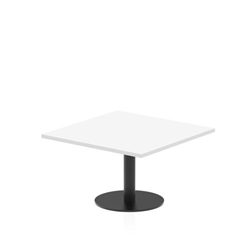 Italia 800mm Square Coffee Table White Top 475mm High Black Leg