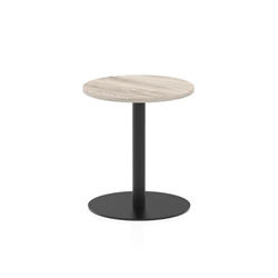 Italia 600mm Poseur Round Table Grey Oak Top 720mm High Black Leg