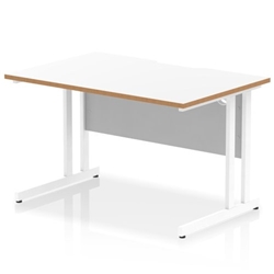 Oslo 1200 x 800mm Scalloped Edge Straight Office Desk White Top Natural Wood Edge White Cantilever Leg
