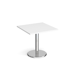 Pisa square dining table with round chrome base 800mm