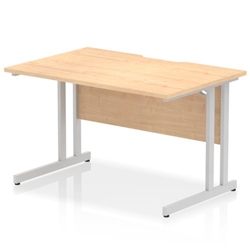 Impulse 1200 x 800mm Scalloped Edge Straight Office Desk Maple Top Silver Cantilever Leg
