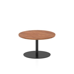 Italia 800mm Round Coffee Table Walnut Top 475mm High Black Leg
