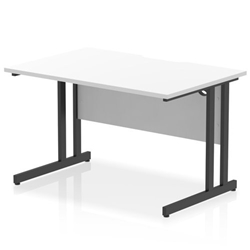 Impulse 1200 x 800mm Scalloped Edge Straight Office Desk White Top Black Cantilever Leg