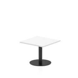 Italia 600mm Square Coffee Table White Top 475mm High Black Leg
