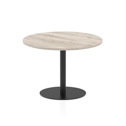 Italia 1000mm Poseur Round Table Grey Oak Top 720mm High Black Leg