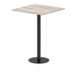 Italia 800mm Poseur Square Table Grey Oak Top 1145mm High Black Leg