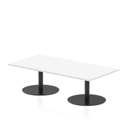 Italia 1600 x 800mm Rectangular Coffee Table White Top 475mm High Black Leg