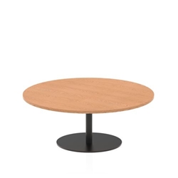 Italia 1200mm Round Coffee Table Oak Top 475mm High Black Leg