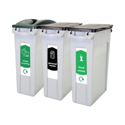 Rubbermaid Slim Jim 3-Stream Recycling Station General Waste/Mixed Recycling/Food Waste 2217670