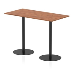 Italia 1600 x 800mm Poseur Rectangular Table Walnut Top 1145mm High Black Leg