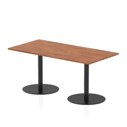 Italia 1600 x 800mm Poseur Rectangular Table Walnut Top 720mm High Black Leg