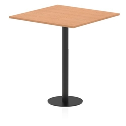 Italia 1000mm Poseur Square Table Oak Top 1145mm High Black Leg