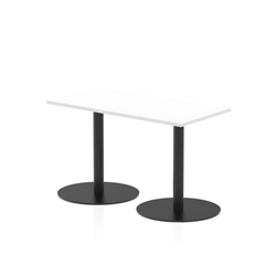 Italia 1200 x 600mm Poseur Rectangular Table White Top 720mm High Black Leg