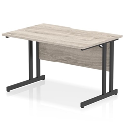 Impulse 1200 x 800mm Scalloped Edge Straight Office Desk Grey Oak Top Black Cantilever Leg
