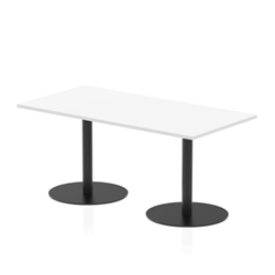 Italia 1600 x 800mm Poseur Rectangular Table White Top 720mm High Black Leg