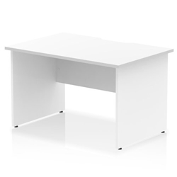 Impulse 1200 x 800mm Scalloped Edge Straight Office Desk White Top Panel End Leg