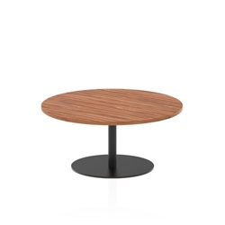 Italia 1000mm Round Coffee Table Walnut Top 475mm High Black Leg