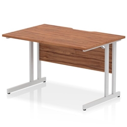 Impulse 1200 x 800mm Scalloped Edge Straight Office Desk Walnut Top Silver Cantilever Leg