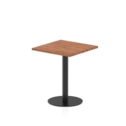 Italia 600mm Poseur Square Table Walnut Top 720mm High Black Leg