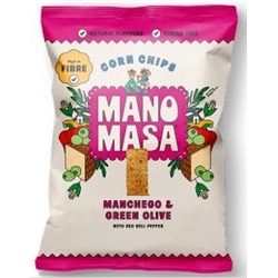 MANOMASA CORN CHIPS - MANCHEGO & GREEN OLIVE -16X40G