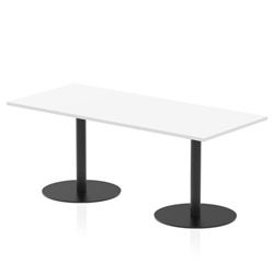 Italia 1800 x 800mm Poseur Rectangular Table White Top 720mm High Black Leg