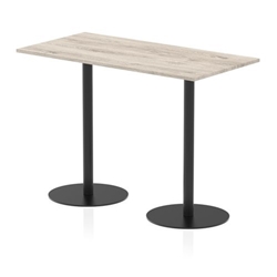 Italia 1600 x 800mm Poseur Rectangular Table Grey Oak Top 1145mm High Black Leg