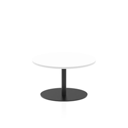 Italia 800mm Round Coffee Table White Top 475mm High Black Leg