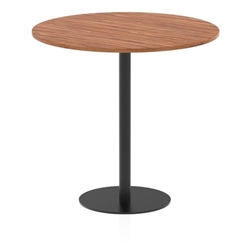 Italia 1200mm Poseur Round Table Walnut Top 1145mm High Black Leg