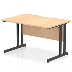 Impulse 1200 x 800mm Scalloped Edge Straight Office Desk Maple Top Black Cantilever Leg