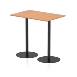 Italia 1200 x 800mm Poseur Rectangular Table Oak Top 1145mm High Black Leg