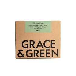 Grace and Green Bulk Organic Cotton Applicator Tampons Regular (Pack of 200) GGOTARBULK16