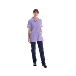 Work in Style Female Nursing Tunic Lilac with White Trim 52 Inch DVDTR/LIL/WHT/52