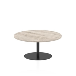 Italia 1000mm Round Coffee Table Grey Oak Top 475mm High Black Leg