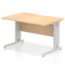 Impulse 1200 x 800mm Scalloped Edge Straight Office Desk Maple Top Silver Cable Managed Leg
