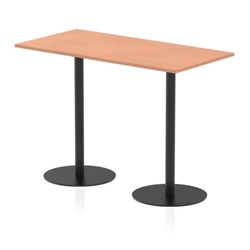 Italia 1600 x 800mm Poseur Rectangular Table Beech Top 1145mm High Black Leg