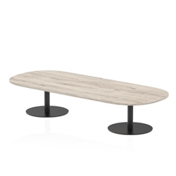 Italia 2400mm Boardroom Coffee Table Grey Oak Top 475mm High Black Leg