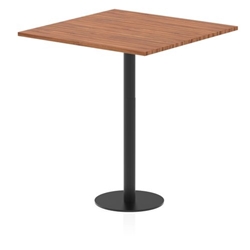 Italia 1000mm Poseur Square Table Walnut Top 1145mm High Black Leg