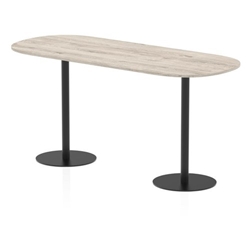 Italia 2400mm Poseur Boardroom Table Grey Oak Top 1145mm High Black Leg