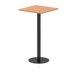 Italia 600mm Poseur Square Table Oak Top 1145mm High Black Leg