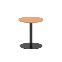 Italia 600mm Poseur Round Table Oak Top 720mm High Black Leg