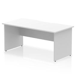 Impulse 1600 x 800mm Scalloped Edge Straight Office Desk White Top Panel End Leg