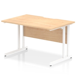 Impulse 1200 x 800mm Scalloped Edge Straight Office Desk Maple Top White Cantilever Leg