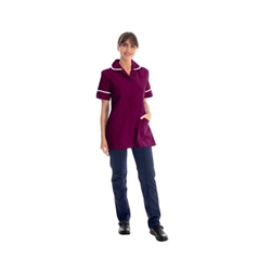 Work in Style Female Nursing Tunic Maroon with White Trim 44 Inch DVDTR/MAR/WHT/44