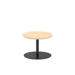 Italia 600mm Round Coffee Table Maple Top 475mm High Black Leg